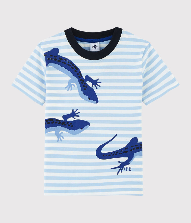 Kurz&auml;rmeliges Kinder-T-Shirt aus Jersey f&uuml;r Jungen blau/weiss