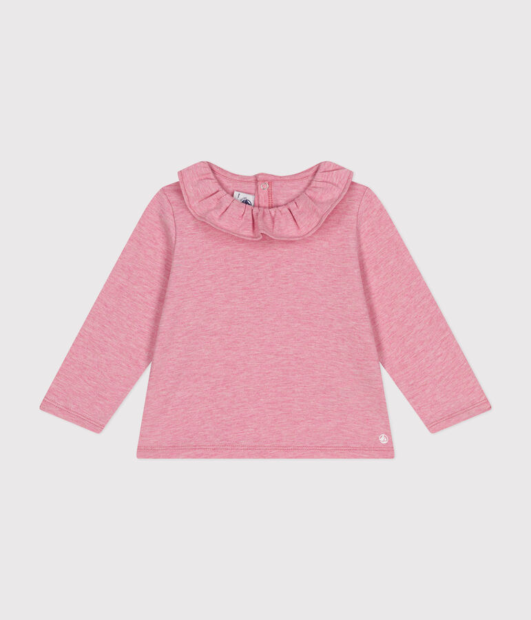 Lang&auml;rmelige Babybluse aus Jersey rosa