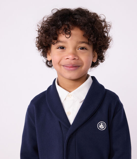 Kinder-Cardigan aus einfarbiger Baumwolle blau SMOKING