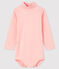 Langärmeliger Baby-Body mit Rollkragen rosa MINOIS/weiss MARSHMALLOW