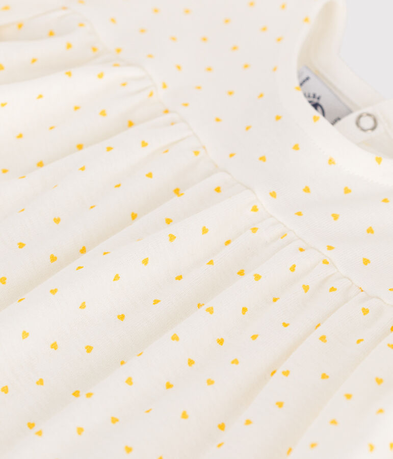 Kurz&auml;rmelige Baby-Bluse aus Baumwolle mit kleinen Herzen weiss/gelb