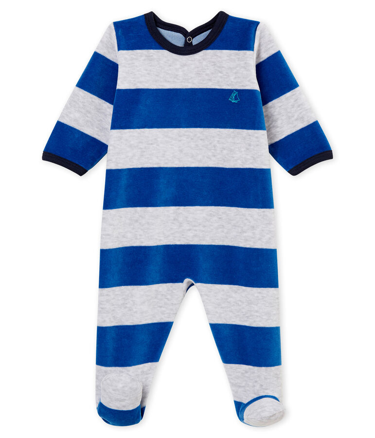 Baby Jungen Strampler blau/grau