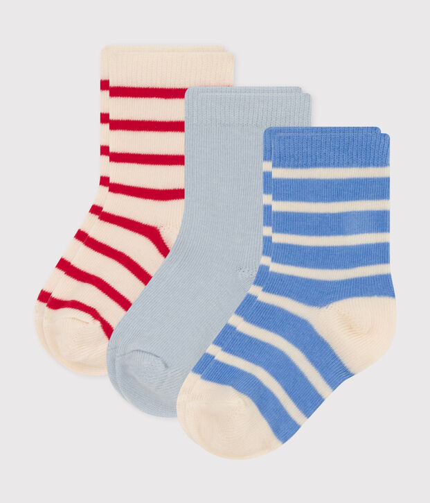3er-Set gestreifte Babysocken aus Baumwolljersey vielfarbig