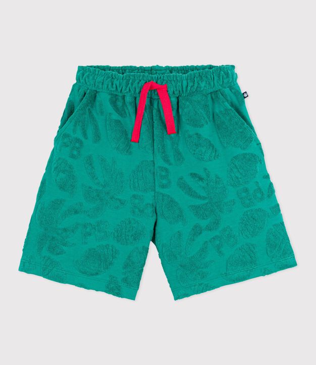 Kinder-Bermudashorts aus einfarbiger Baumwolle gr&uuml;n