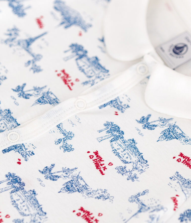 Baby-Kurzoverall mit Paris-Motiv am Kragen weiss/vielfarbig
