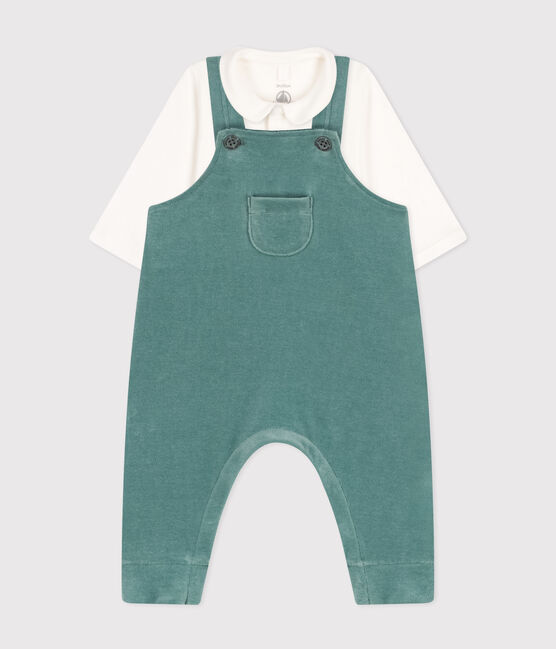 Baby-Set, Latzhose aus Samt und Body grün BRUT