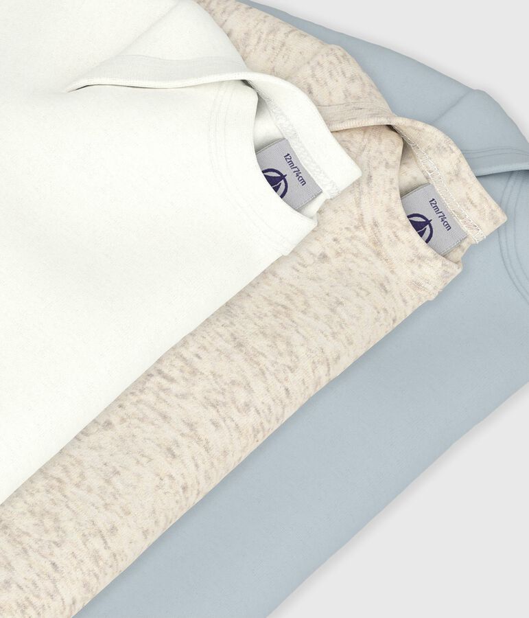 3er-Set lang&auml;rmelige einfarbige Bodys aus Baumwolle vielfarbig