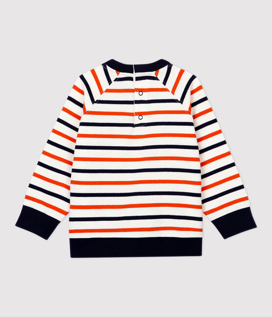 Baby-Sweatshirt aus Molton. weiss MARSHMALLOW/ SMOKING/ CAROTTE