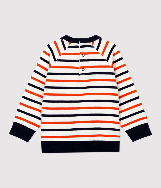 Baby-Sweatshirt aus Molton. weiss/blau/orange