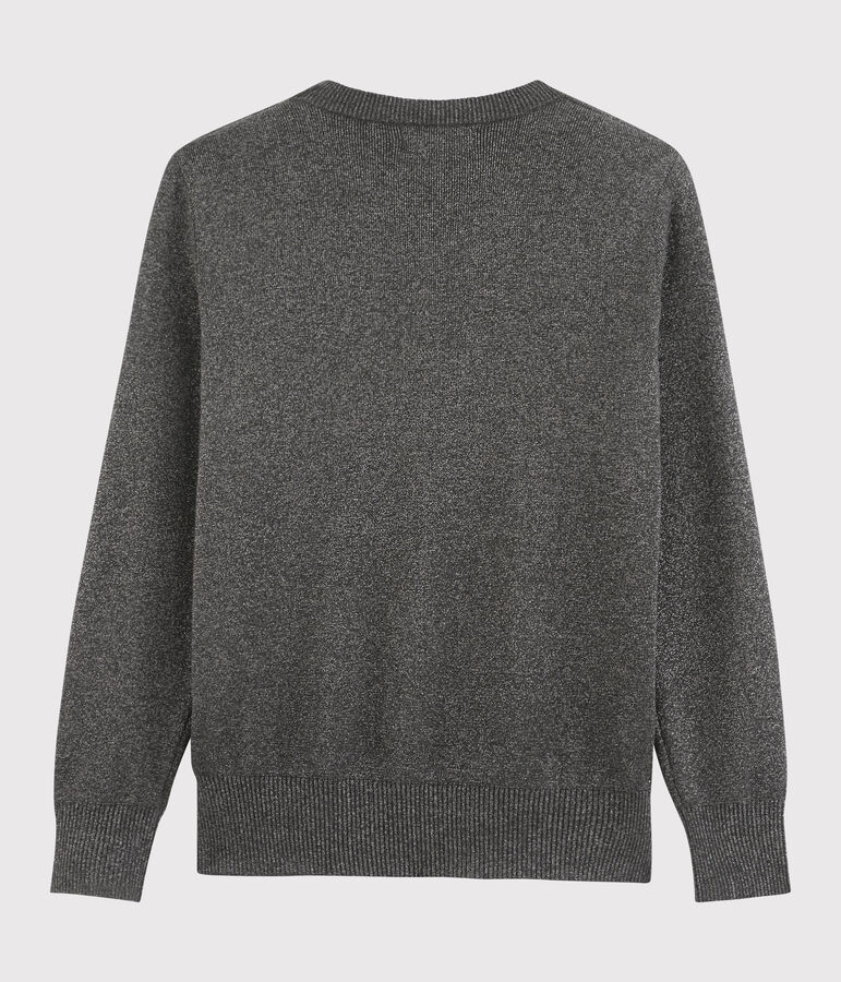 Gl&auml;nzender Damen-Baumwollpullover grau/grau