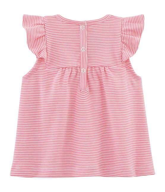 Gestreifte Baby-Bluse für Mädchen rosa JOUE/weiss ECUME