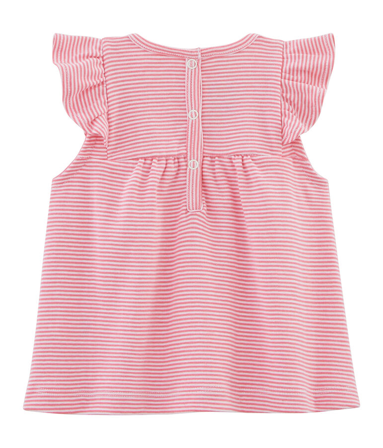 Gestreifte Baby-Bluse f&uuml;r M&auml;dchen rosa/weiss