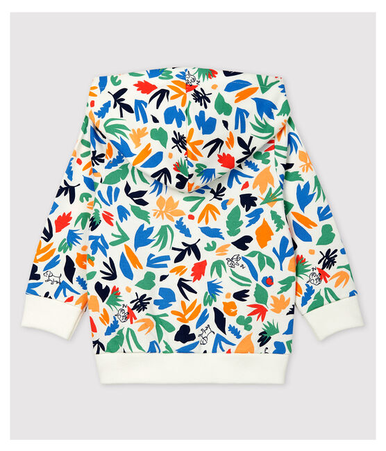 Baby-Cardigan aus Molton. weiss MARSHMALLOW/weiss MULTICO