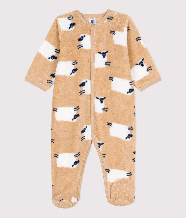 Strampler zum &Uuml;berziehen aus Fleece beige/vielfarbig