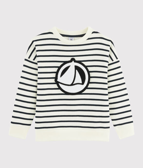 Kinder-Sweatshirt für Jungen weiss MARSHMALLOW/blau SMOKING