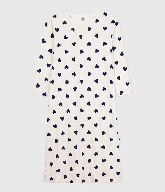 Damen-Nachthemd aus Baumwolle mit Herzmotiv blau MILK/ SOIR