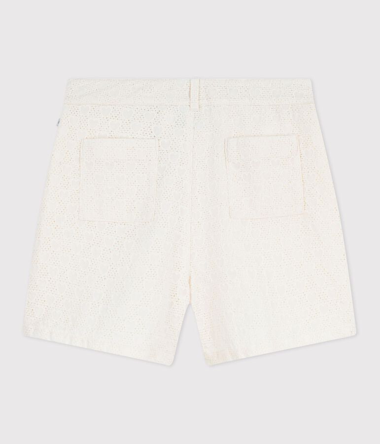 Kinder-Shorts aus Baumwolle mit Herzmotiv weiss MARSHMALLOW