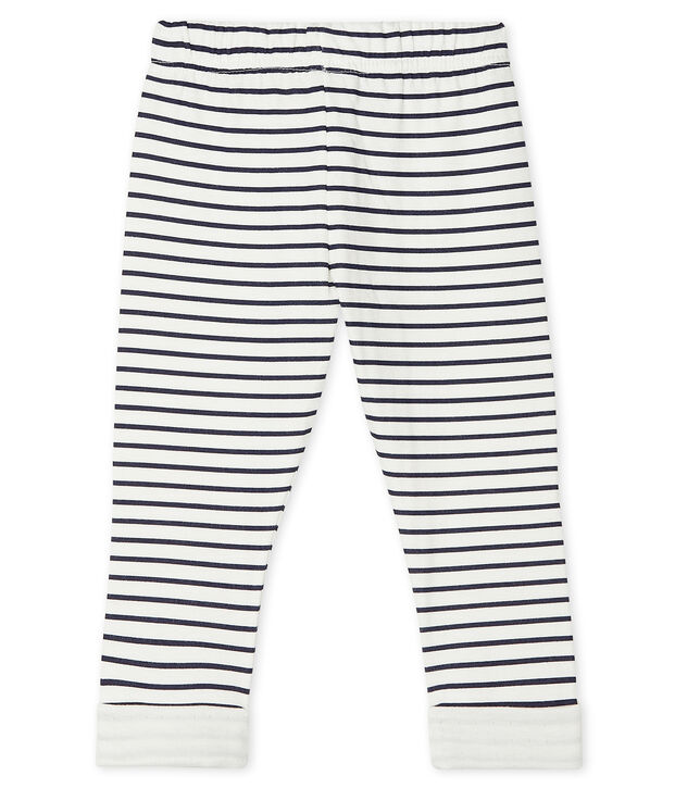 Baby-Hose aus bedrucktem Doppeljersey weiss/blau