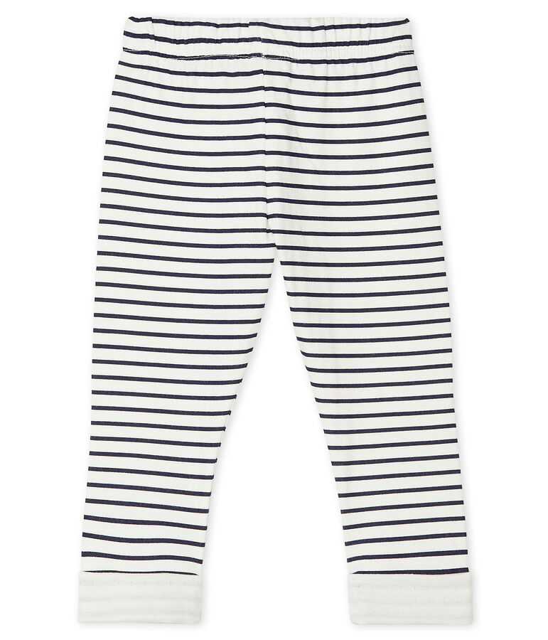 Baby-Hose aus bedrucktem Doppeljersey weiss/blau