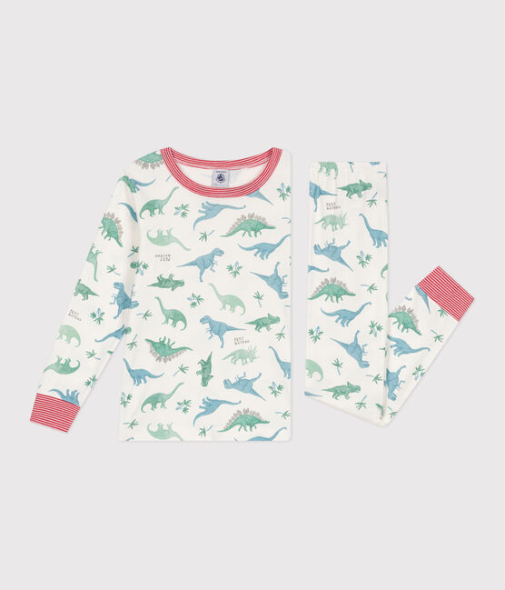 Kinder-Pyjama aus Baumwolle mit Dinos  weiss MARSHMALLOW/weiss MULTICO