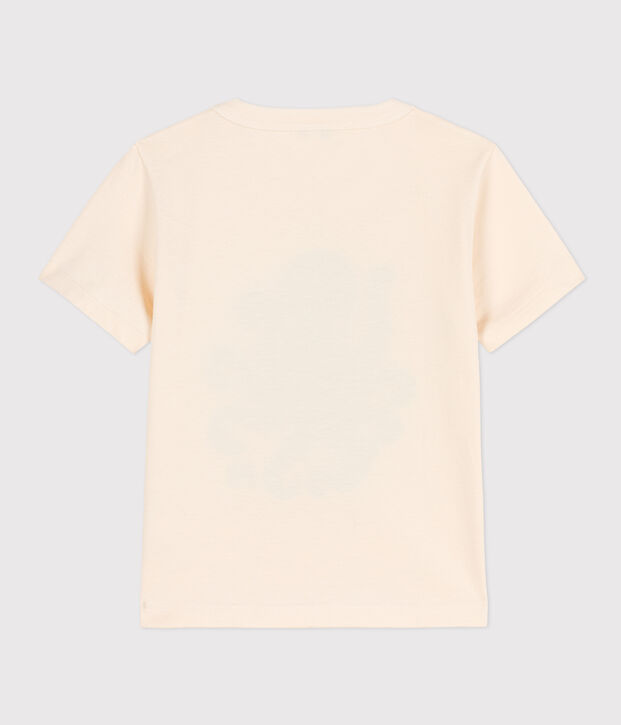 Kurz&auml;rmeliges beflocktes Kinder-T-Shirt f&uuml;r Jungen naturfarben