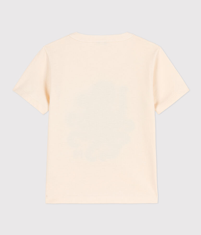 Kurz&auml;rmeliges beflocktes Kinder-T-Shirt f&uuml;r Jungen naturfarben