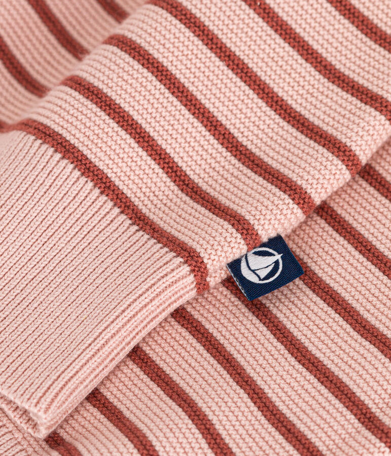 Gestreifter Damenpullover aus Baumwolle rosa/braun