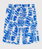 Kinder-Bermudashorts aus bedruckter Baumwolle blau MARSHMALLOW/ PORCELANA