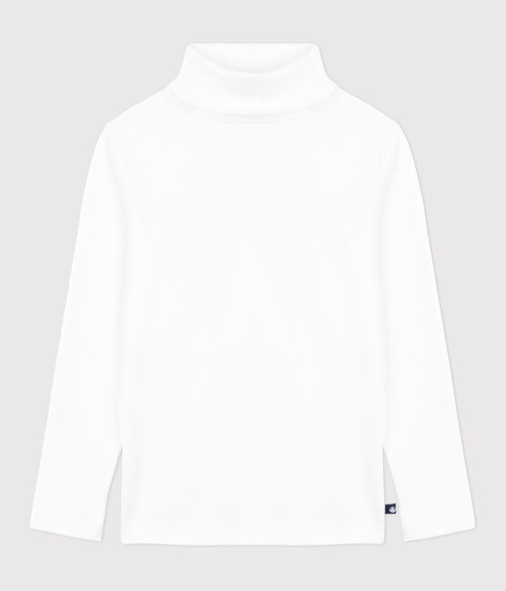 Kinder-Rollkragenshirt aus Baumwolle mit Lochstickerei weiss ECUME