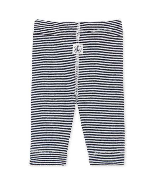 Unisex-Baby-Leggings mit Milleraies-Ringelmuster blau SMOKING/weiss LAIT