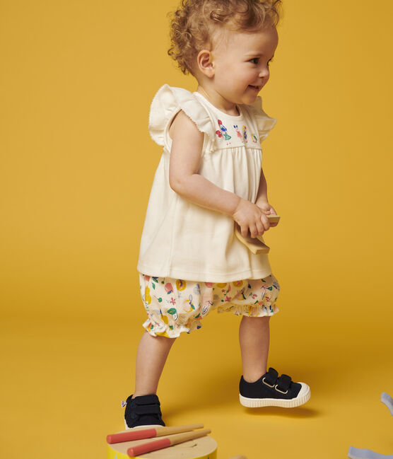 Baby-Bloomer-Shorts mit Gorcella-Printmuster, Mädchen weiss MARSHMALLOW/weiss MULTICO
