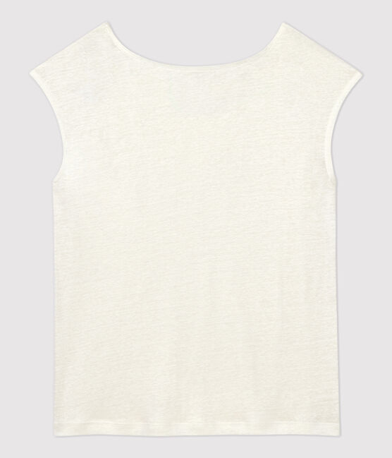 Einfarbiges T-Shirt aus Leinen Damen weiss MARSHMALLOW