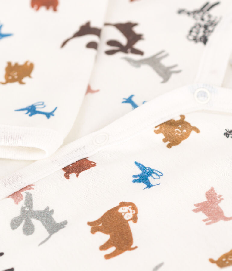 Strampler aus Baumwolle ohne F&uuml;&szlig;e weiss/braun