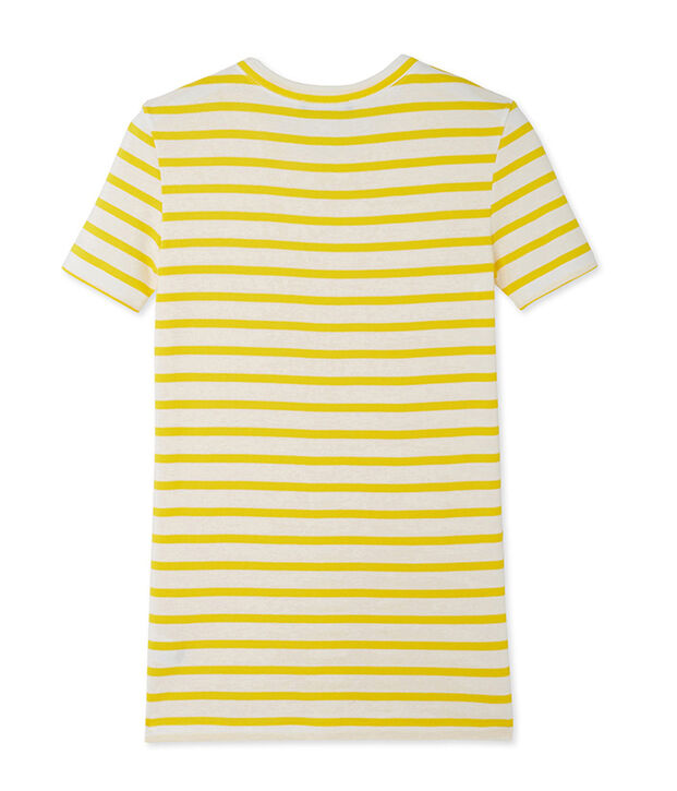 Gestreiftes Damen-T-Shirt aus Original-Rippstrick gelb/weiss