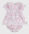 Kurzärmeliges Babykleid aus Baumwolle und dazu passender Bloomer weiss MARSHMALLOW/weiss MULTICO