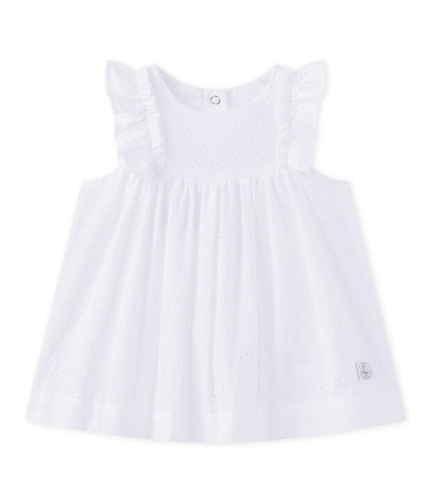 Besticktes Baby-M&auml;dchen-Kleid weiss