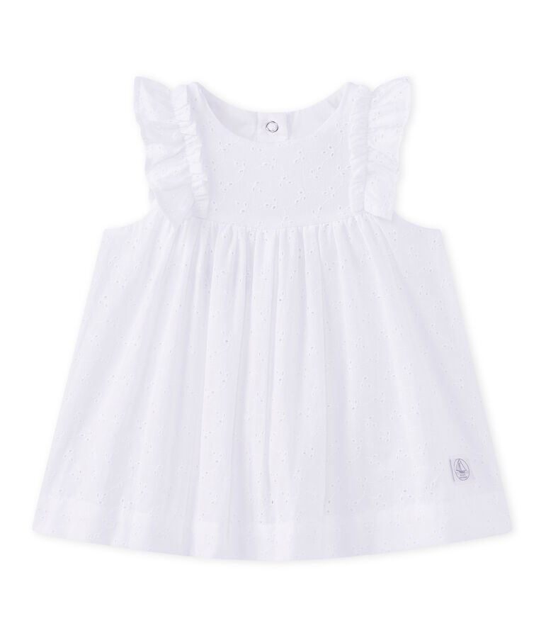 Besticktes Baby-M&auml;dchen-Kleid weiss ECUME