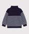 Kinder-Sweatshirt mit Rei&szlig;verschluss-Kragen aus gestreifter Baumwolle blau/weiss