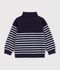 Kinder-Sweatshirt mit Rei&szlig;verschluss-Kragen aus gestreifter Baumwolle blau/weiss