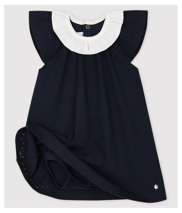 Baby-Bodykleid mit Kragen f&uuml;r M&auml;dchen blau SMOKING