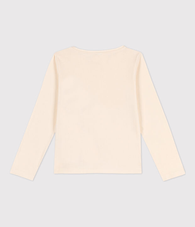 Lang&auml;rmeliges Kinder-T-Shirt aus Baumwolle f&uuml;r M&auml;dchen und  Jungen naturfarben/orange