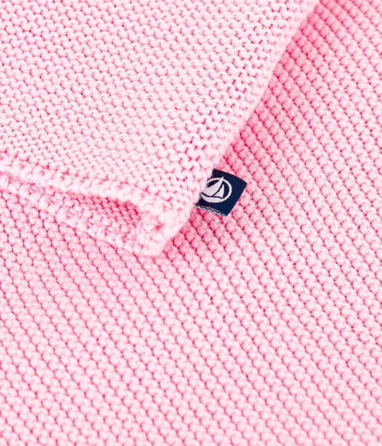 Baby-Cardigan kraus rechts gestrickt aus Baumwolle rosa