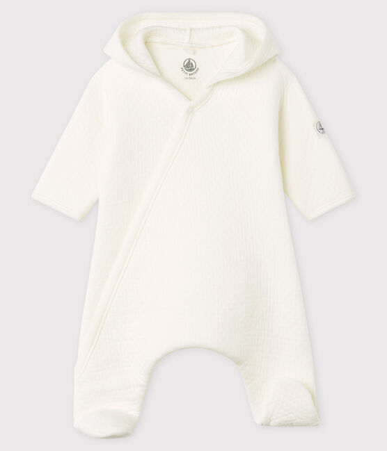 Langer Baby-Overall aus gestepptem Doppeljersey weiss MARSHMALLOW