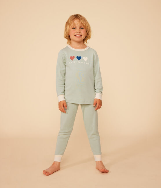 Unifarbener Kinderpyjama aus Baumwolle grün HERBIER