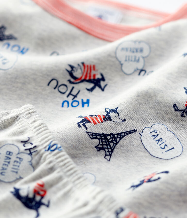 Snugfit-Kinderpyjama aus Bio-Baumwolle mit Paris-Print f&uuml;r Jungen grau/vielfarbig