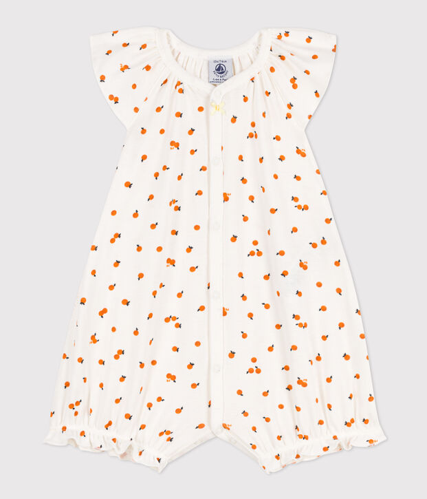 Baby-Kurzoverall aus Baumwolle mit Orangenmotiv weiss/vielfarbig