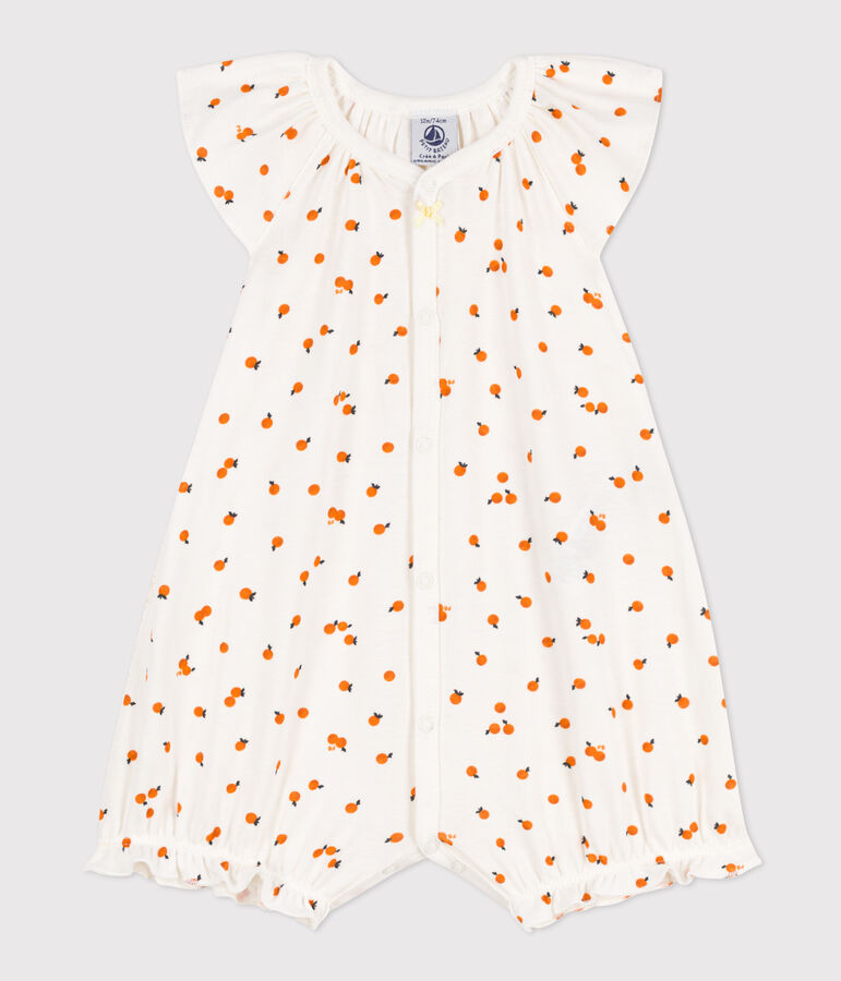 Baby-Kurzoverall aus Baumwolle mit Orangenmotiv weiss/vielfarbig