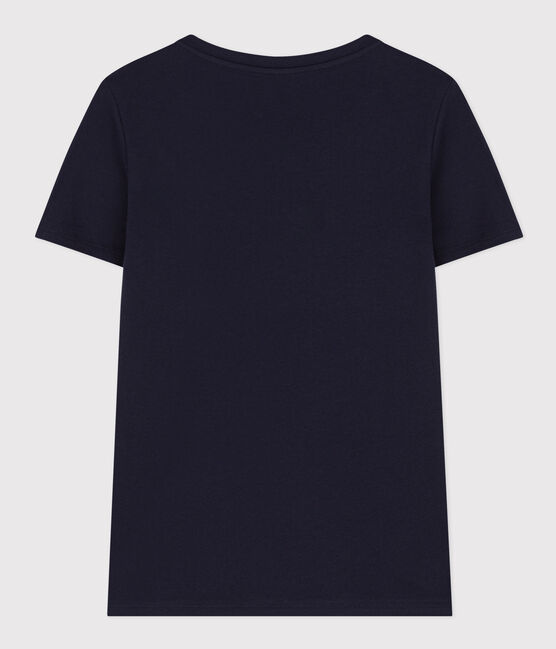 Damen-T-Shirt LE DROIT aus Baumwolle mit V-Ausschnitt blau SMOKING
