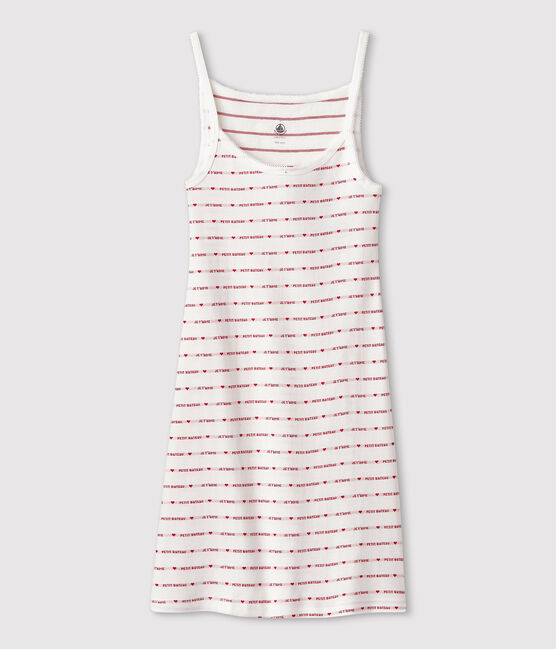 Damen-Trägerkleid weiss MARSHMALLOW/rot TERKUIT