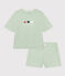 Damen-Pyjama bestehend aus kurzer Hose und T-Shirt aus einfarbiger Baumwolle. grün HERBIER
